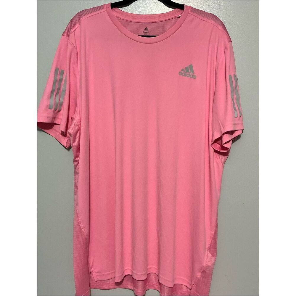 Adidas Own the Run T-shirt in bliss pink with reflective silver details size XXL